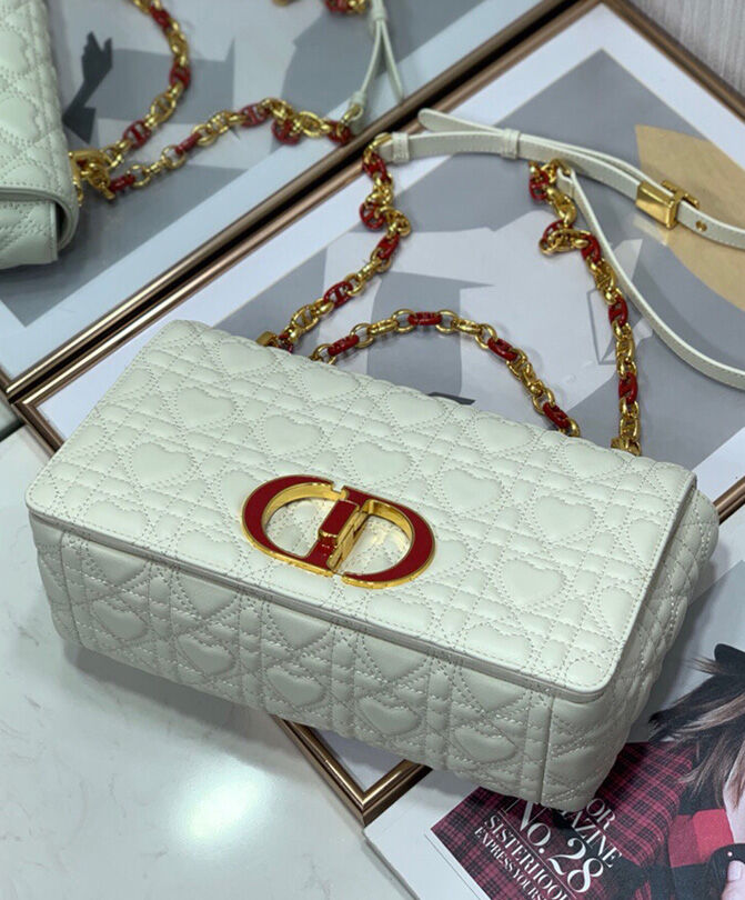 Christian Dior Medium Dior Caro Bag White